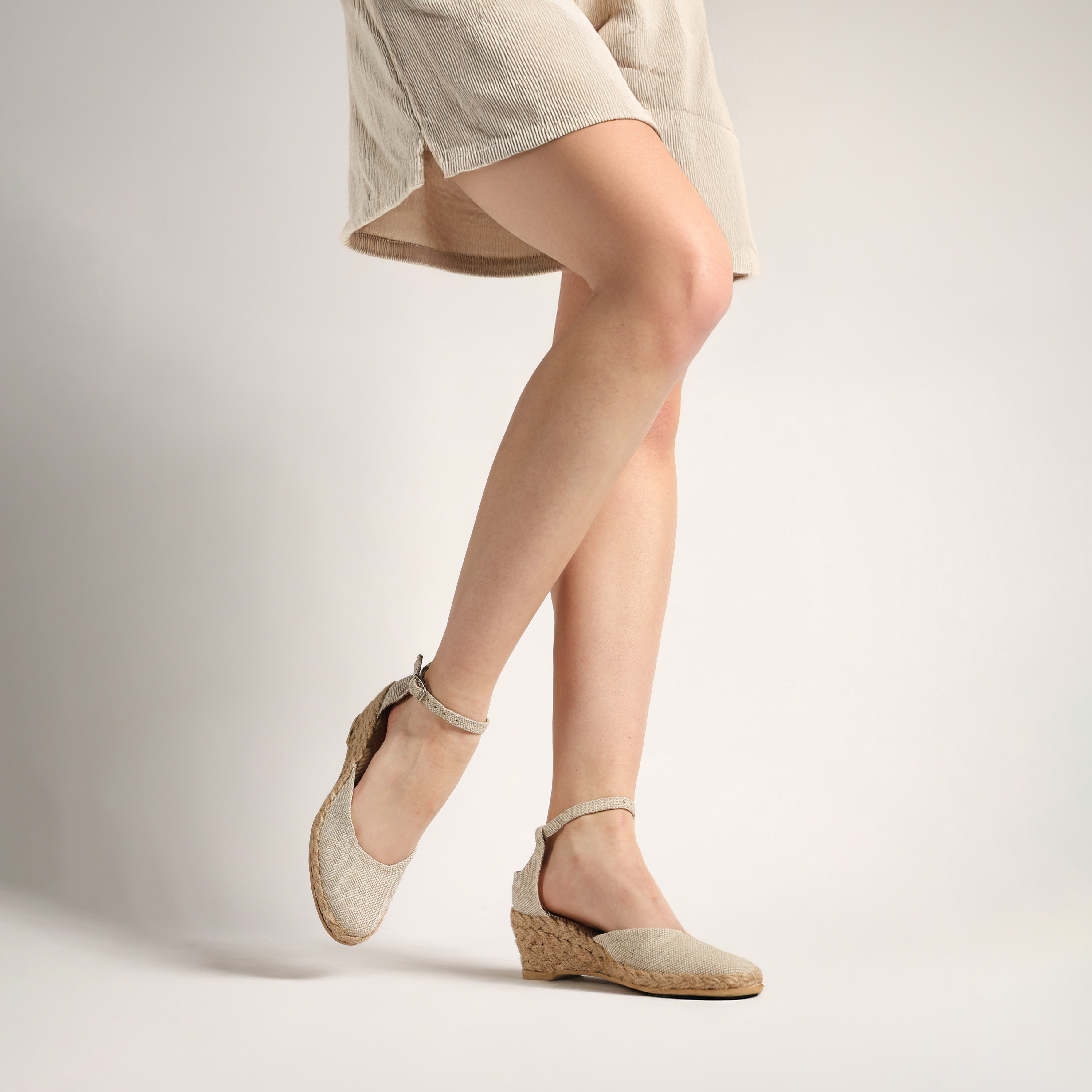 Espadryle damskie SP (5 cm) jasny len